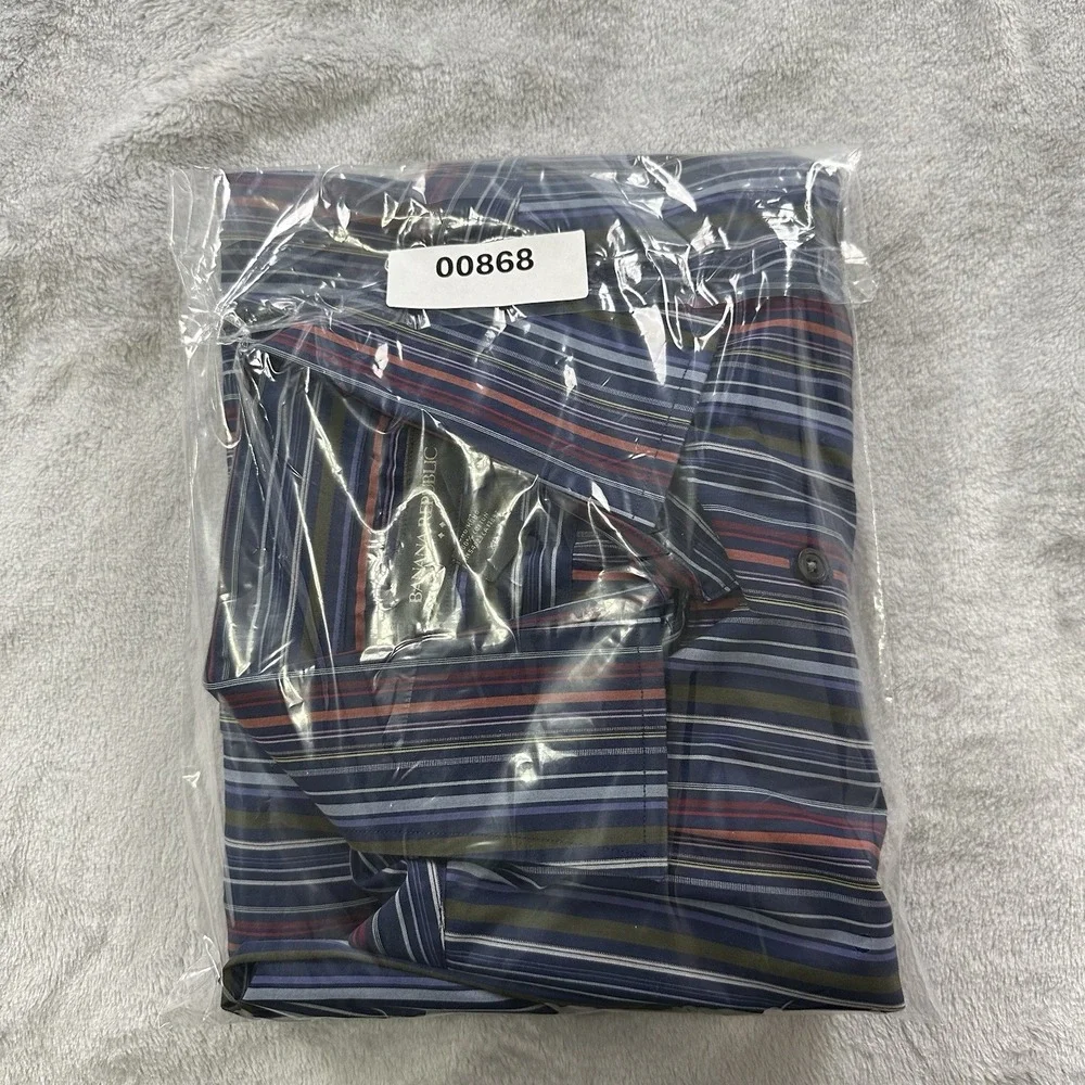 Banana Republic Button-Down Shirt Mens XL Colorful Stripe Blue 100% Cotton Nice!